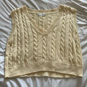 Altar’d State‎ Yellow Cropped Sweater Vest Size Medium Preppy